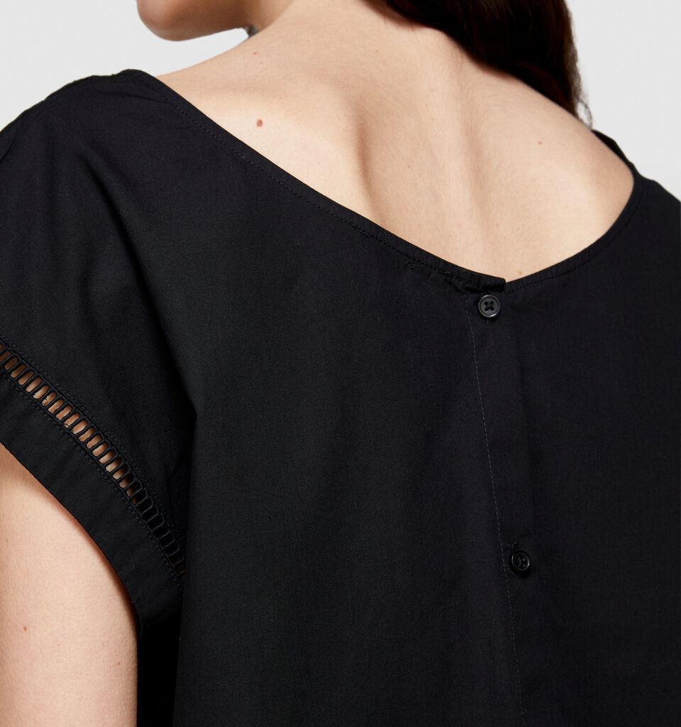 Cropped blouse with crochet - women's blouses - Black | Sisley image number 5